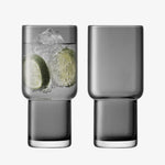 LSA Set Of 2 Utility Highball Glasses Grey - Utility Highball 390ML Slate Set Of 2 Sterling Home 2