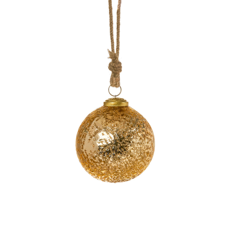 Textured Champagne Gold Glass Bauble - C Textured Glass Bauble Champ 10CM Sterling Home 1