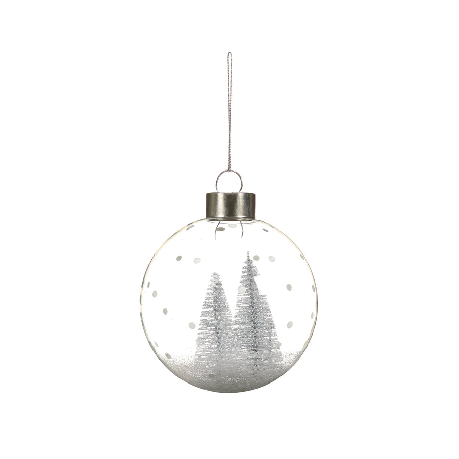 Tree Silver Glass Bauble - L Glass Bauble Clear Silver Tree 12CM Sterling Home 1