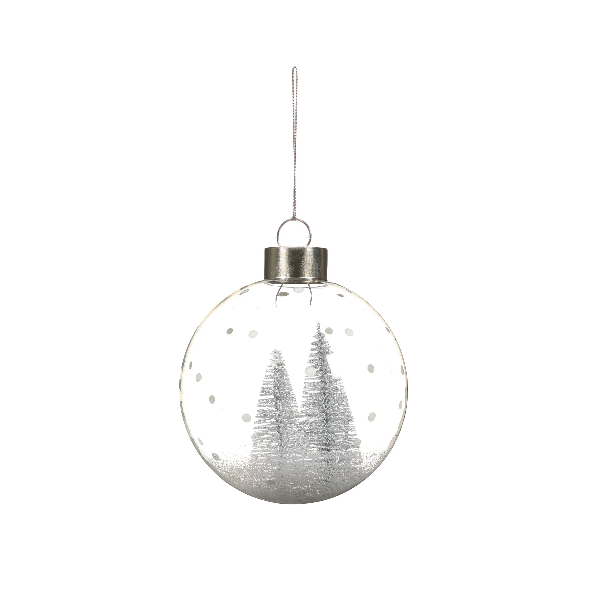 Tree Silver Glass Bauble - L Glass Bauble Clear Silver Tree 12CM Sterling Home 1