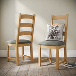 Navarre Pair of Grey Ladderback Dining Chairs - Ladder Dining Chair - Pair Oak / Grey Fabric Sterling Home 2