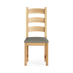 Navarre Pair of Grey Ladderback Dining Chairs - Ladder Dining Chair - Pair Oak / Grey Fabric Sterling Home 4