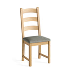 Navarre Pair of Grey Ladderback Dining Chairs - Ladder Dining Chair - Pair Oak / Grey Fabric Sterling Home 3
