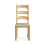 Navarre Pair of Beige Ladderback Dining Chairs - Ladder Dining Chair - Pair Oak / Beige Fabric Sterling Home 4