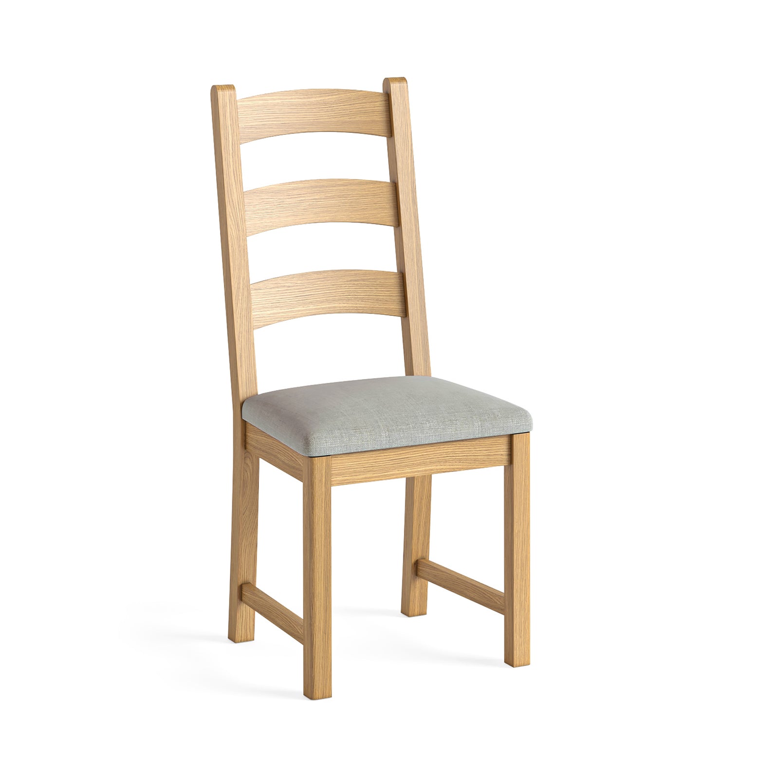 Navarre Pair of Beige Ladderback Dining Chairs - Ladder Dining Chair - Pair Oak / Beige Fabric Sterling Home 3