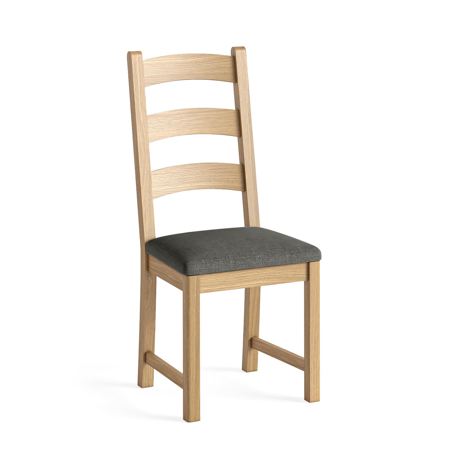 Navarre Pair of Charcoal Ladderback Dining Chairs - Ladder Dining Chair - Pair Oak / Charcoal Fabric Sterling Home 3