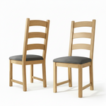Navarre Pair of Charcoal Ladderback Dining Chairs - Ladder Dining Chair - Pair Oak / Charcoal Fabric Sterling Home 1