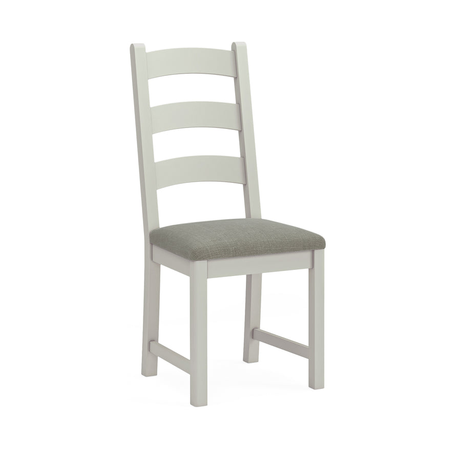 Salford Pair of Grey Ladderback Dining Chairs - Ladder Dining Chair - Pair Stone Grey / Grey Fabric Sterling Home 2