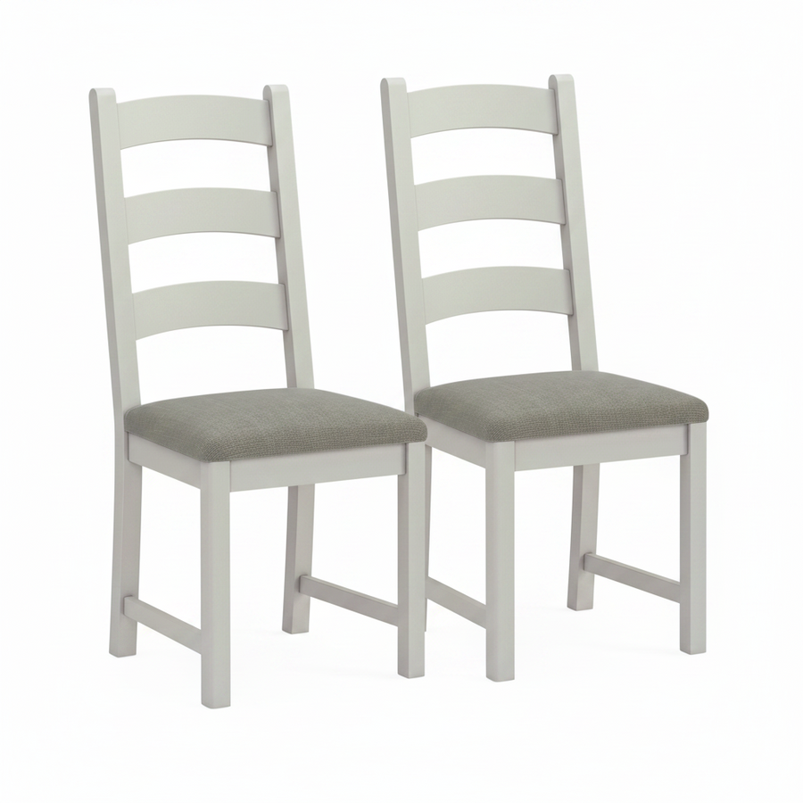 Salford Pair of Grey Ladderback Dining Chairs - Ladder Dining Chair - Pair Stone Grey / Grey Fabric Sterling Home 1
