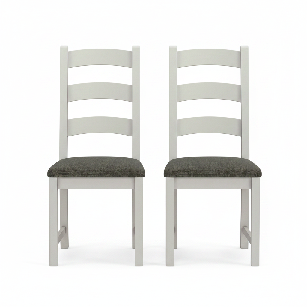 Salford Pair of Charcoal Ladderback Dining Chairs - Ladder Dining Chair - Pair Stone Grey / Charcoal Fabric Sterling Home 1