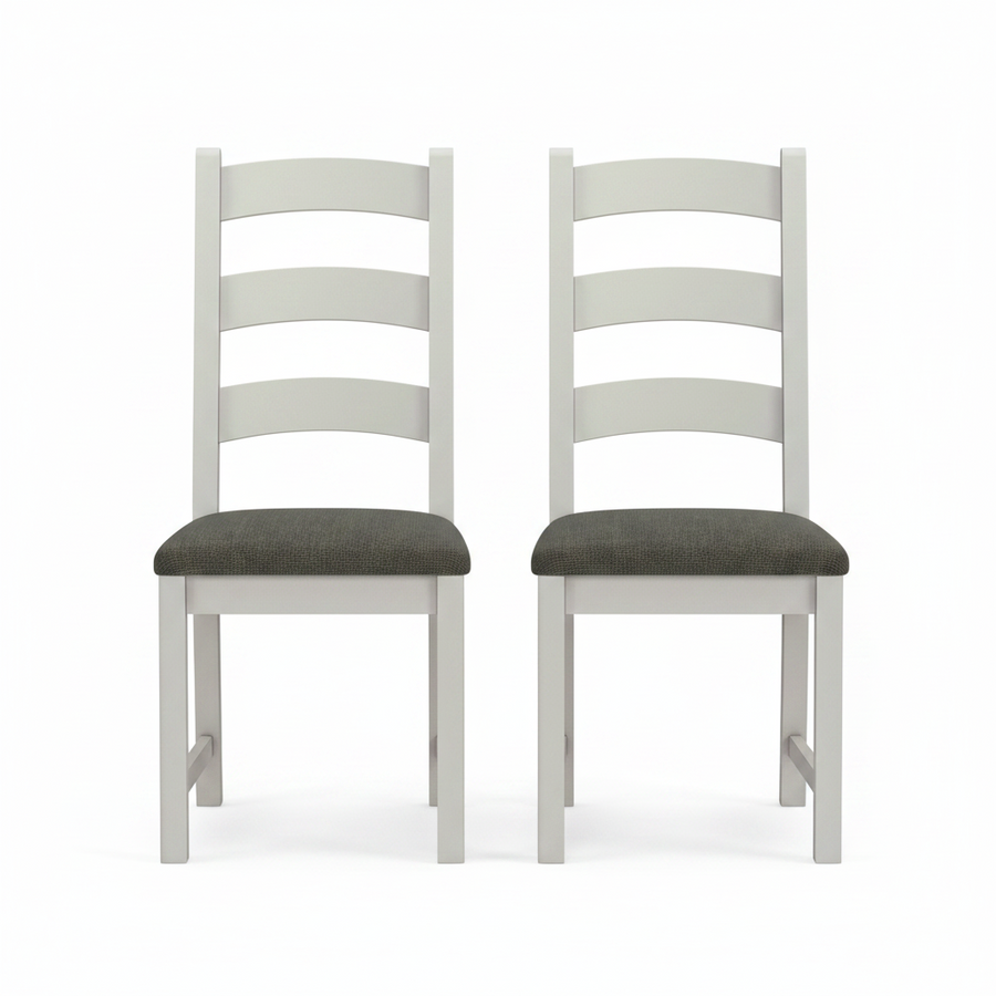Salford Pair of Charcoal Ladderback Dining Chairs - Ladder Dining Chair - Pair Stone Grey / Charcoal Fabric Sterling Home 1