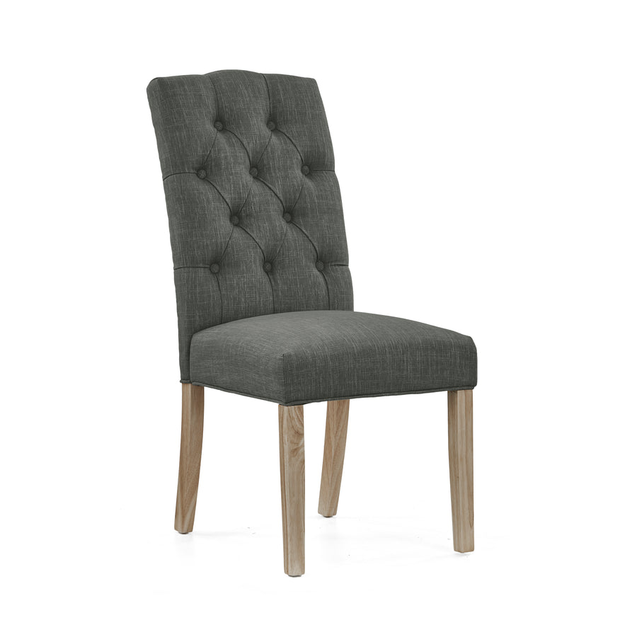 Salford Pair of Charcoal Buttonback Dining Chairs - Button Back Chair - Pair Charcoal / White Wash Leg Sterling Home 2