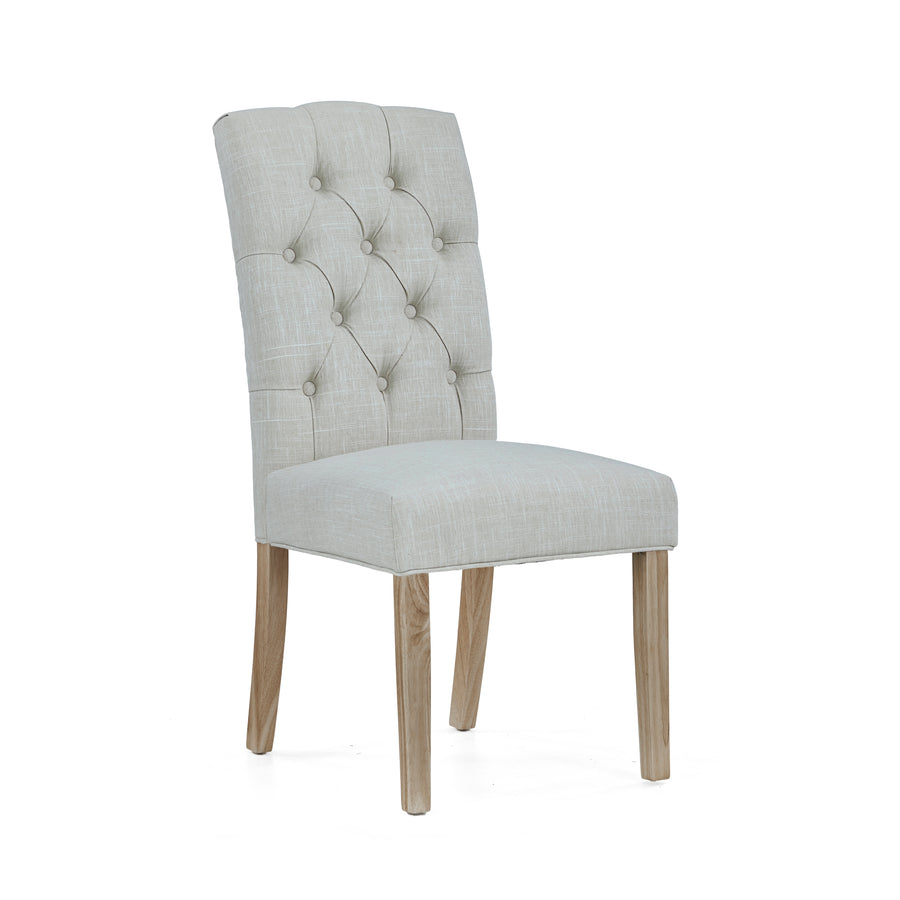 Salford Pair of Natural Buttonback Dining Chairs - Button Back Chair - Pair Natural / White Wash Leg Sterling Home 2