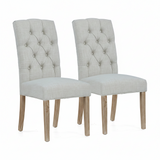 Salford Pair of Natural Buttonback Dining Chairs