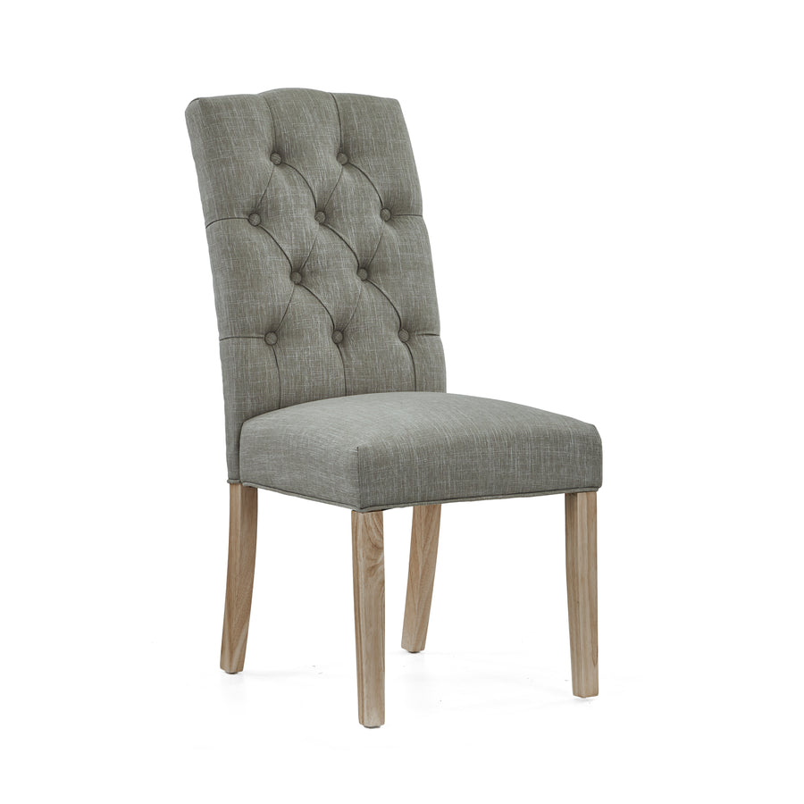 Salford Pair of Grey Buttonback Dining Chairs - Button Back Chair - Pair Grey / White Wash Leg Sterling Home 2
