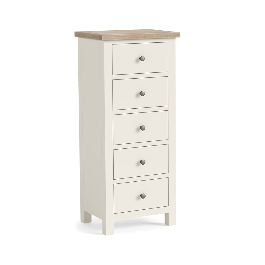 Elmstead White 5 Drawer Tall Chest - 5 Drawer Tall Chest Coconut White Sterling Home 1