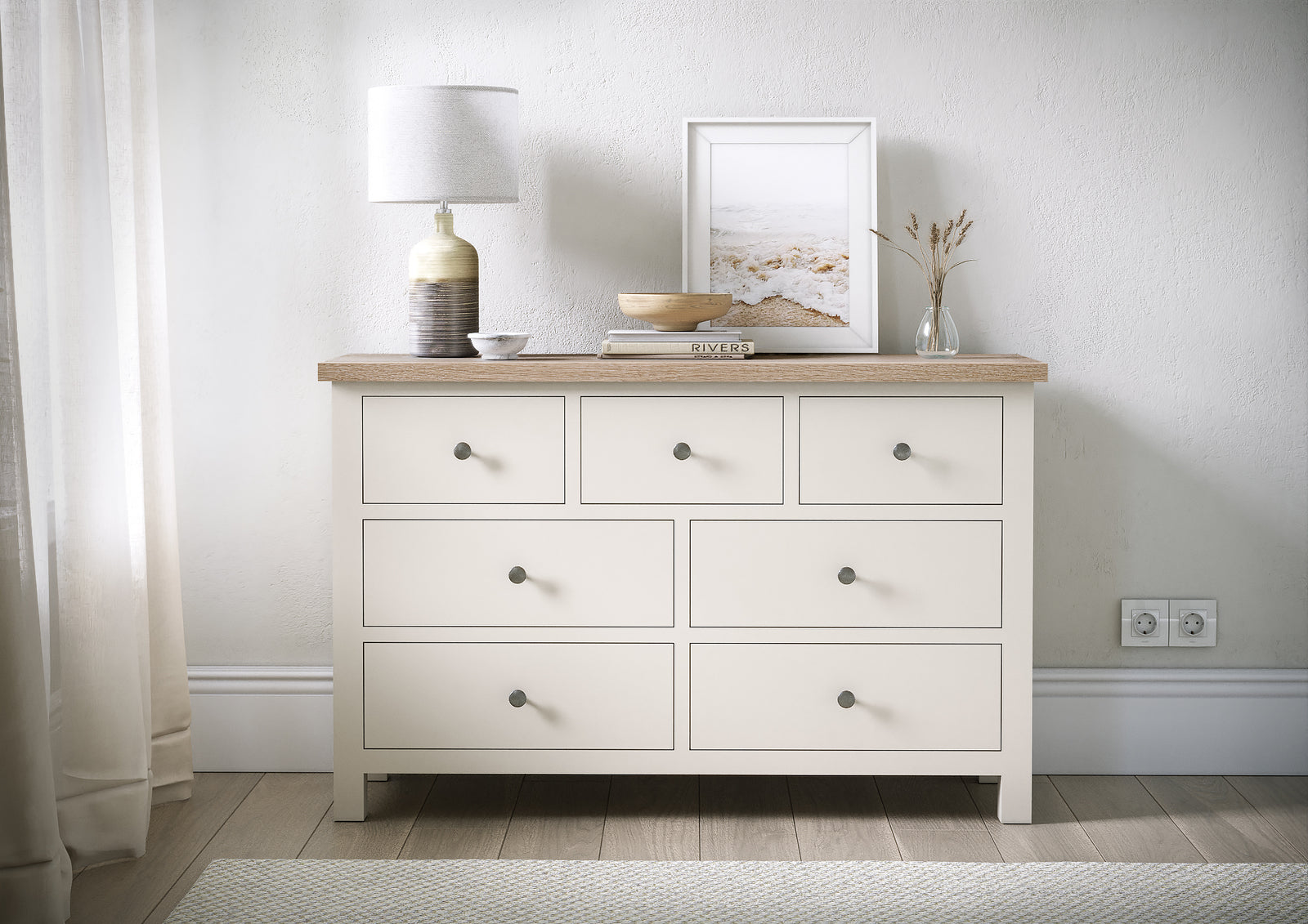 Elmstead White 3 Over 4 Drawer Chest - 3 Over 4 Drawer Chest Coconut White Chests of Drawers Sterling Home 2