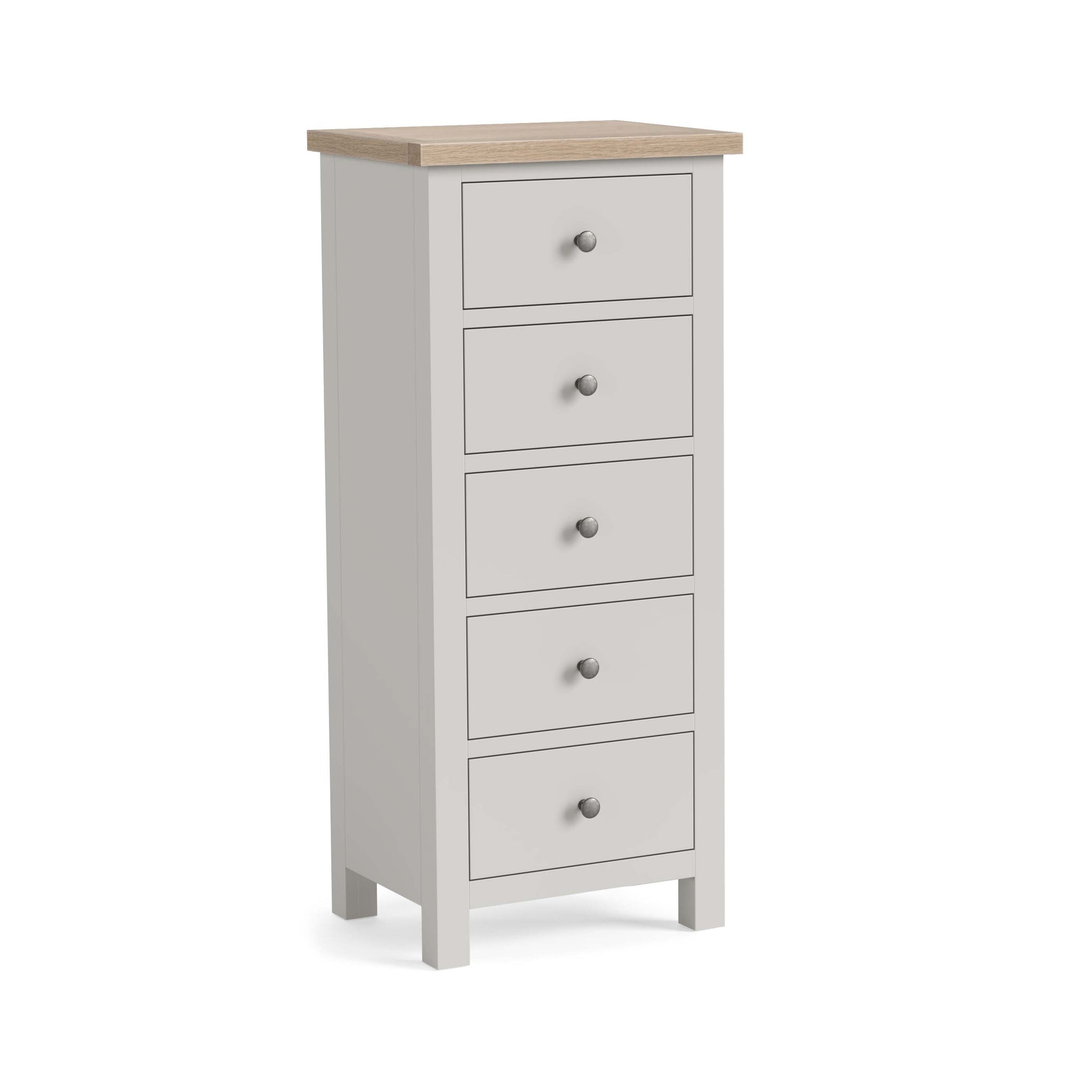 Elmstead Tall 5 Drawer Cabinet - 5 Drawer Tall Chest Stone Grey