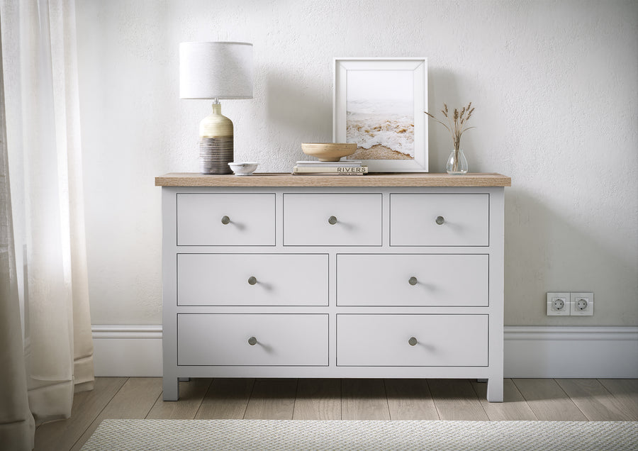 Elmstead 7 Drawer Cabinet - 3 Over 4 Drawer Chest Stone Grey