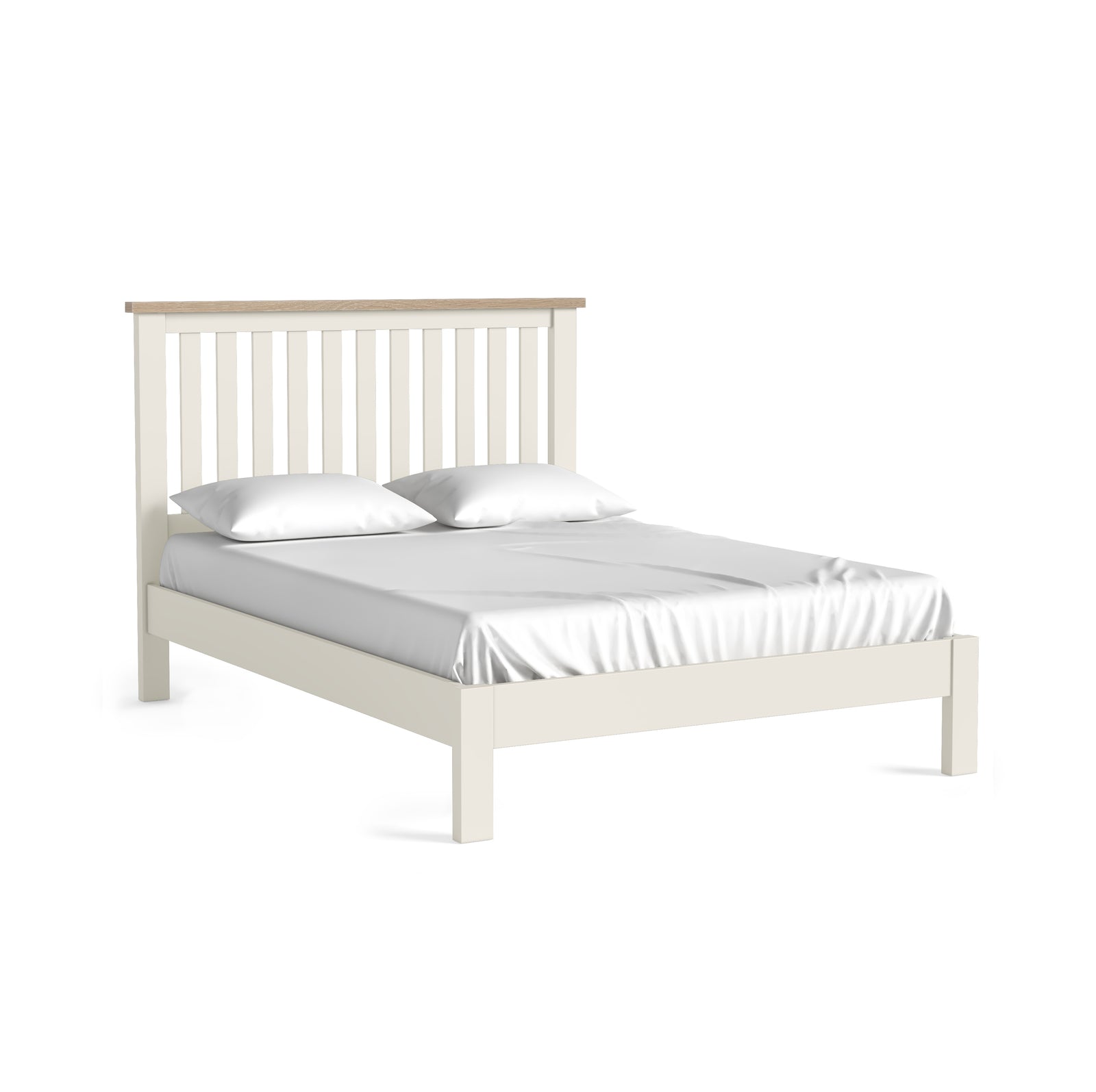 Elmstead White Slatted Low Foot End Bed - 4ft6 Slatted Low Foot End Bed Coconut White - Double Beds Sterling Home 1