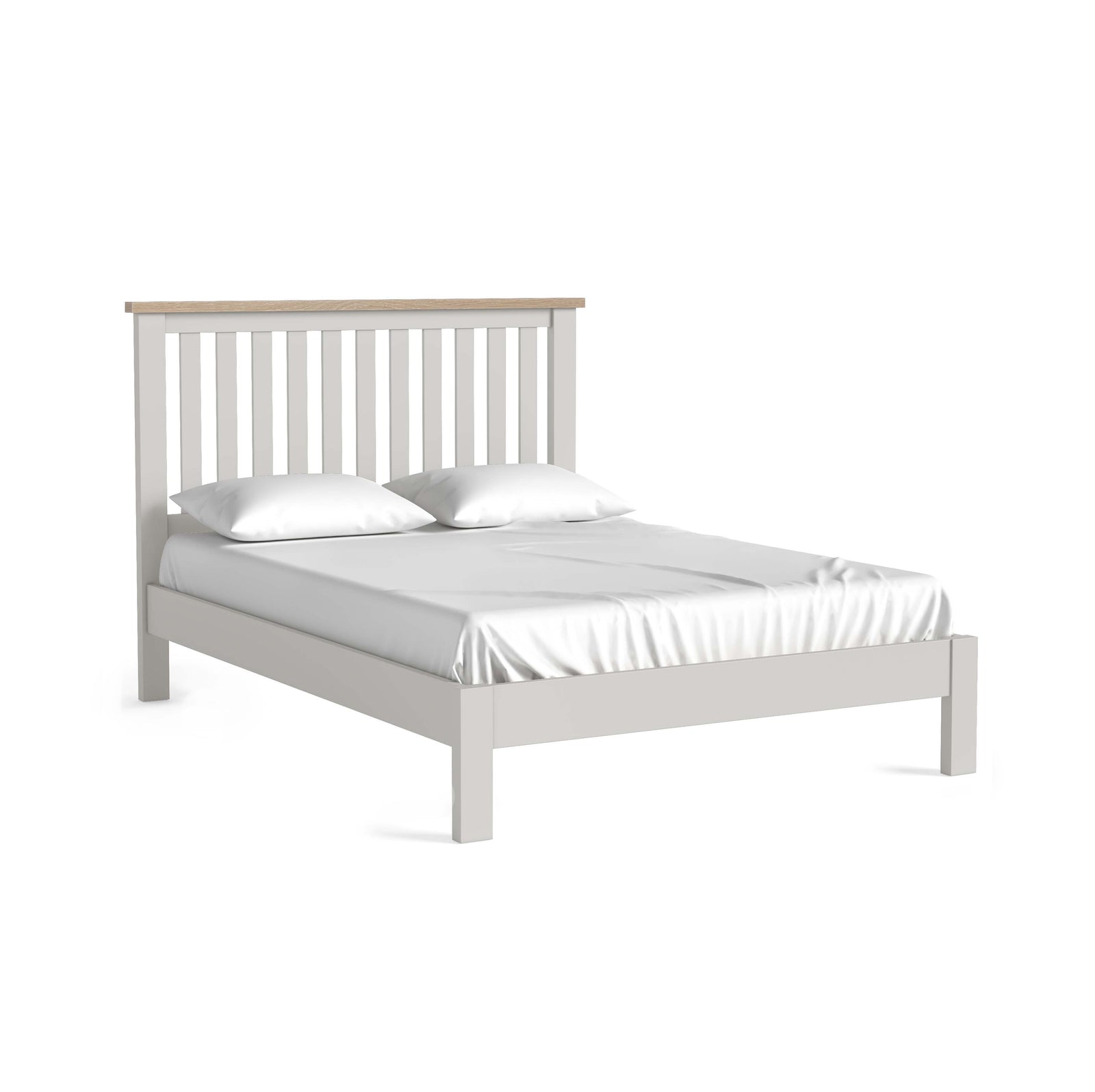 Elmstead Grey Slatted Low Foot End Bed - 4ft6 Slatted Low Foot End Bed Stone Grey - Double Beds Sterling Home 1