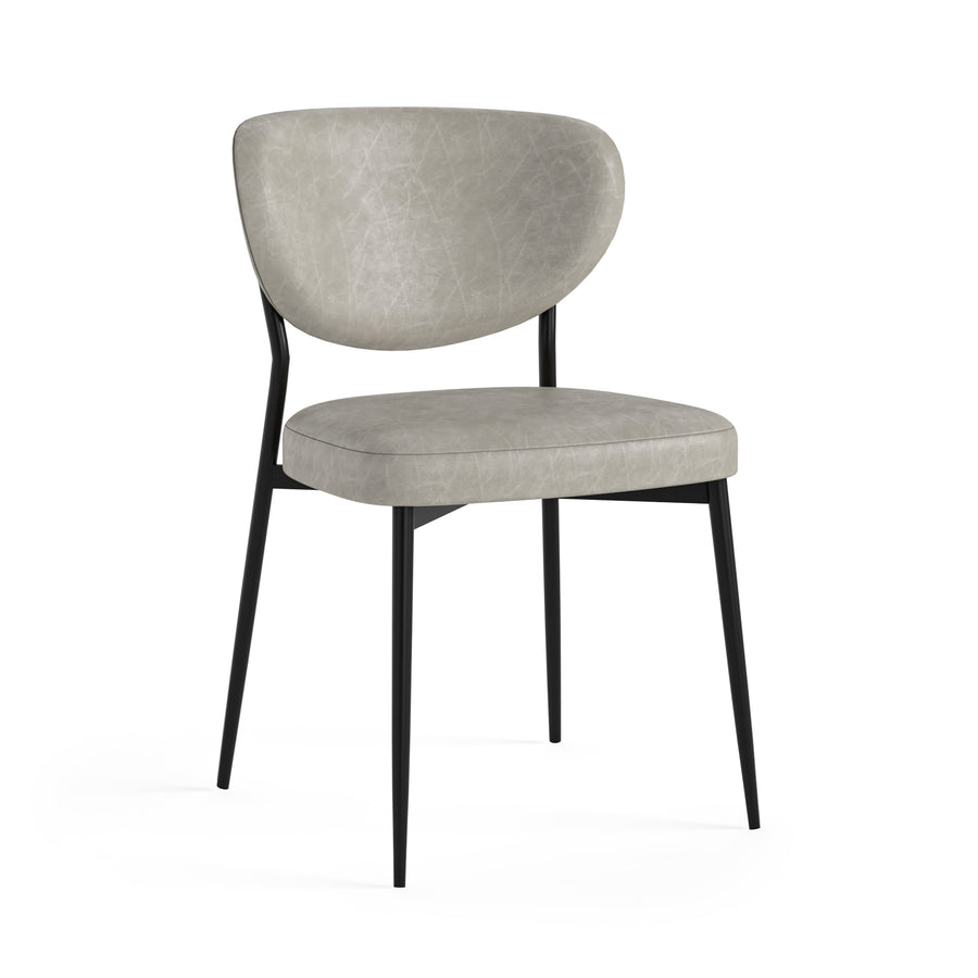 Lola Pair of Grey Dining Chairs - Lola Chair - Pair Grey Leather Look Sterling Home 2