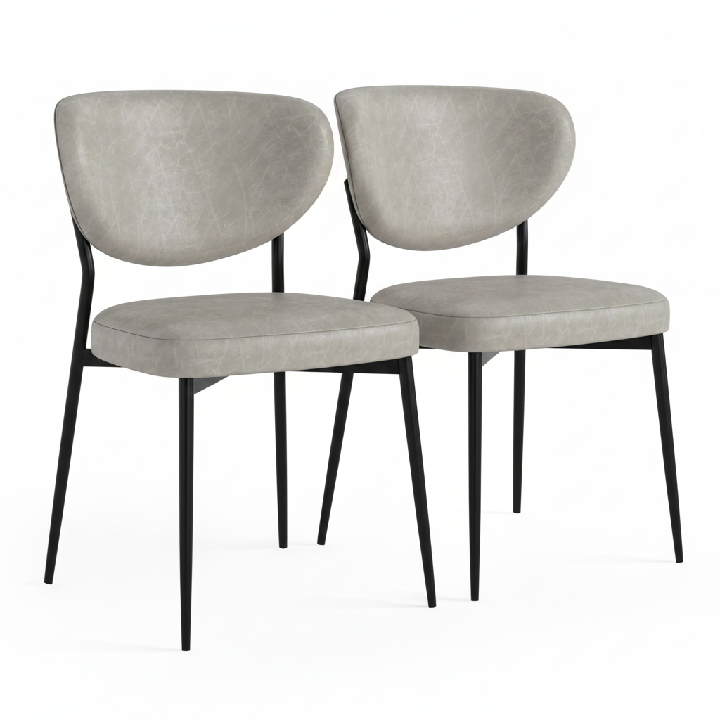 Lola Pair of Grey Dining Chairs - Lola Chair - Pair Grey Leather Look Sterling Home 1
