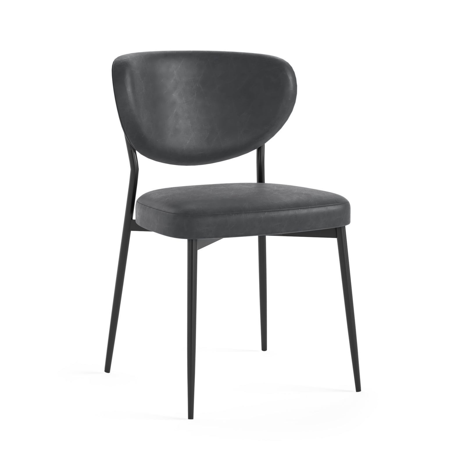 Lola Pair of Charcoal Dining Chairs - Lola Chair - Pair Charcoal Leather Look Sterling Home 2