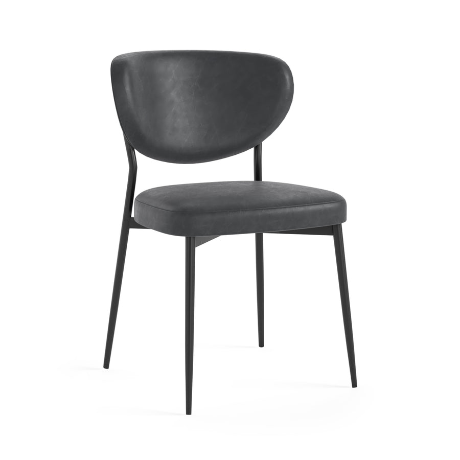 Lola Pair of Charcoal Dining Chairs - Lola Chair - Pair Charcoal Leather Look Sterling Home 2