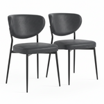 Lola Pair of Charcoal Dining Chairs - Lola Chair - Pair Charcoal Leather Look Sterling Home 1