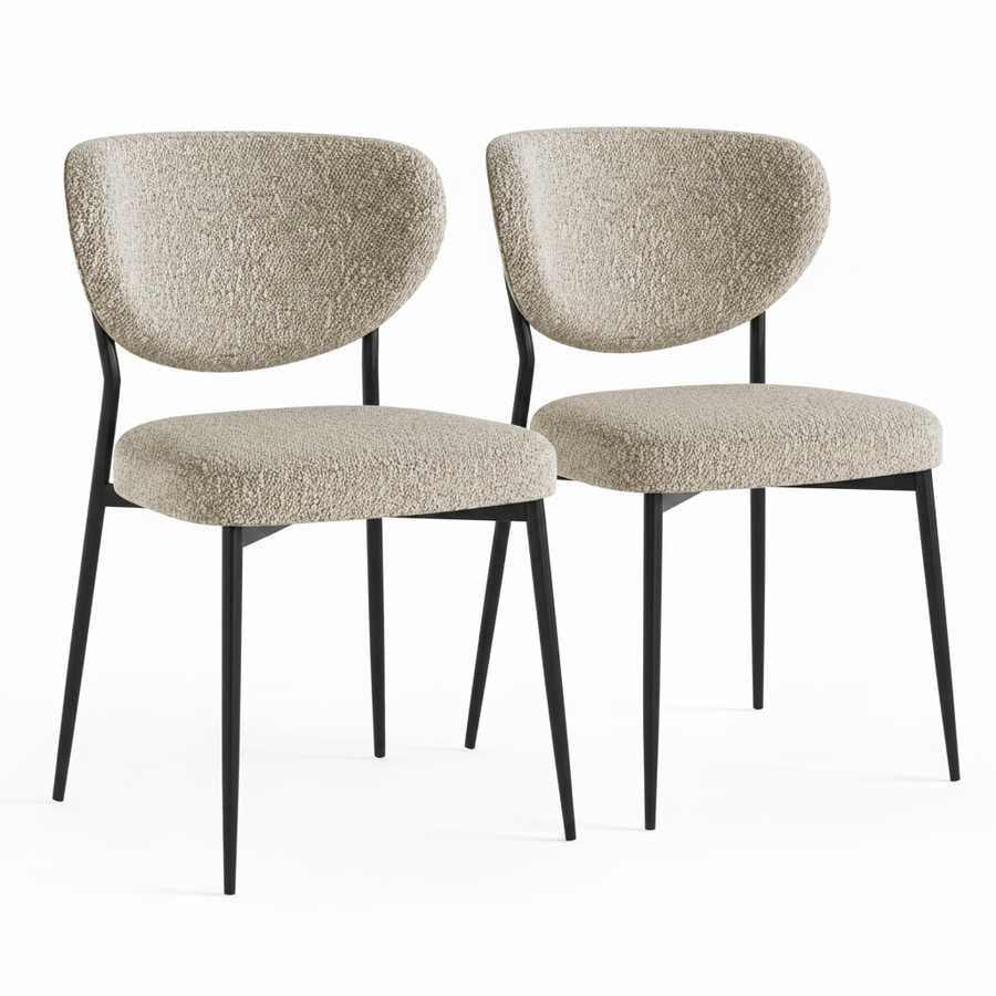 Lola Pair of Oatmeal Boucle Dining Chairs - Lola Chair - Pair Oatmeal Boucle Sterling Home 1