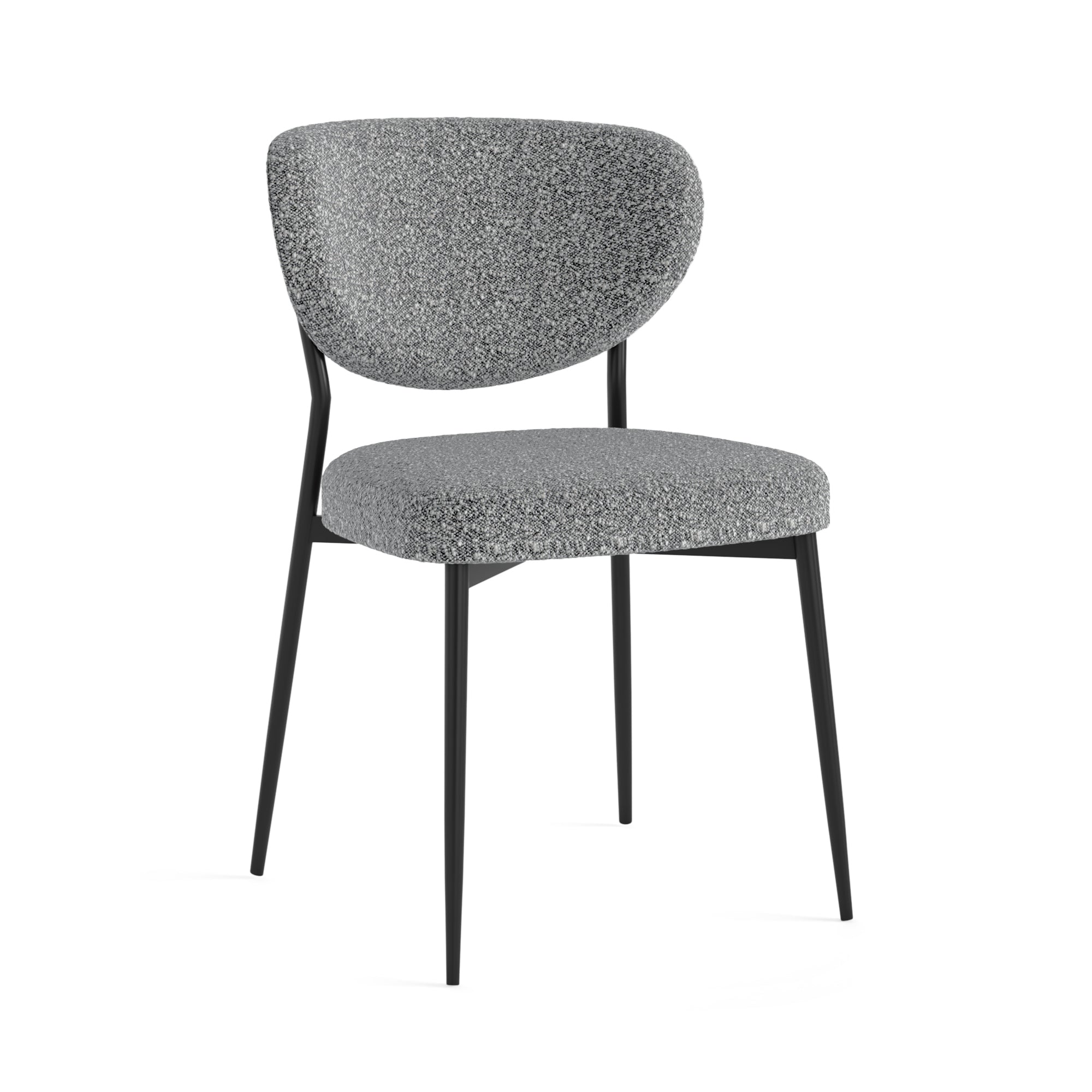 Lola Pair of Grey Boucle Dining Chairs - Lola Chair - Pair Grey Boucle Sterling Home 2