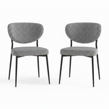 Lola Pair of Grey Boucle Dining Chairs