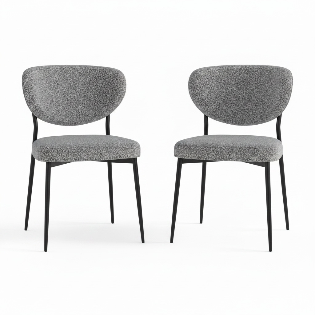 Lola Pair of Grey Boucle Dining Chairs - Lola Chair - Pair Grey Boucle Sterling Home 1