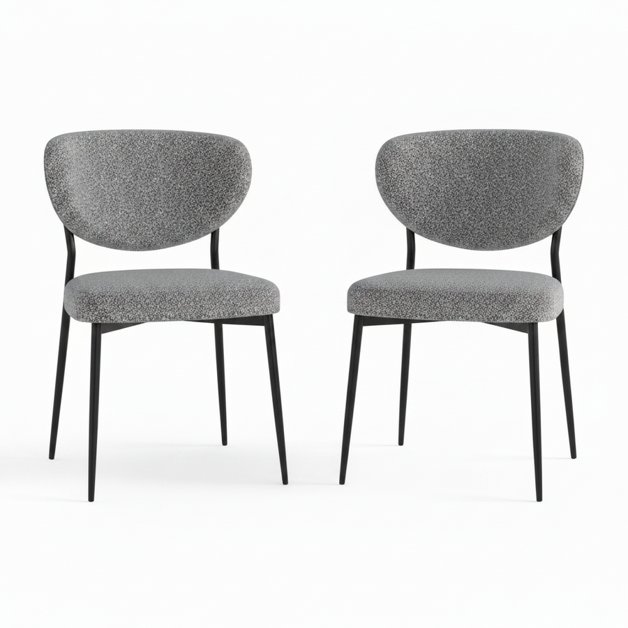 Lola Pair of Grey Boucle Dining Chairs - Lola Chair - Pair Grey Boucle Sterling Home 1