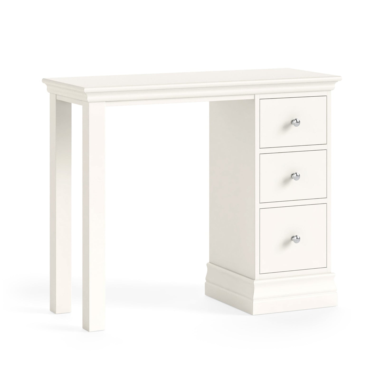 Aria White Single Pedestal Dressing Table - Dressing Table Single Pedestal Coconut Milk Sterling Home 2