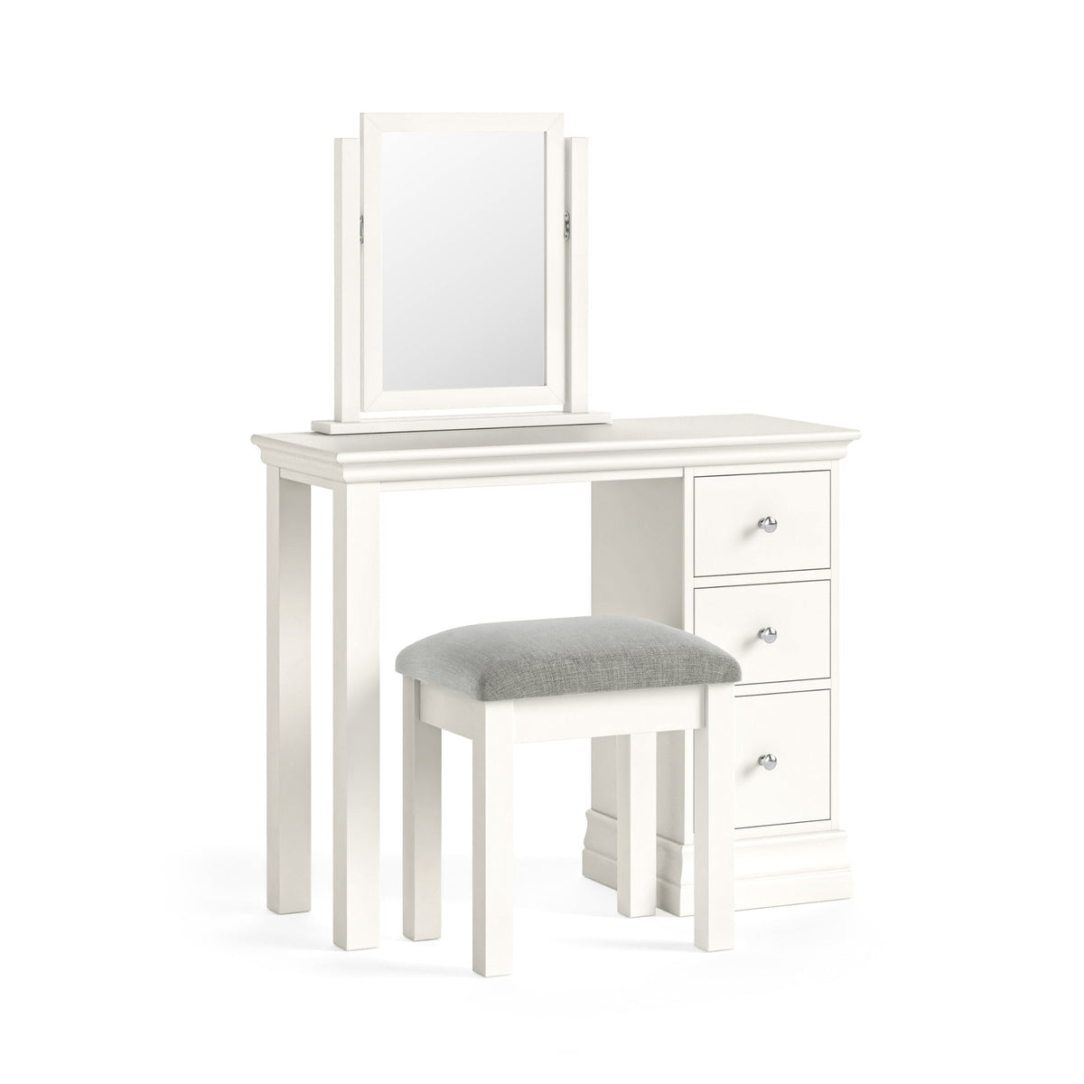 Aria White Single Pedestal Dressing Table - Dressing Table Single Pedestal Coconut Milk Sterling Home 1