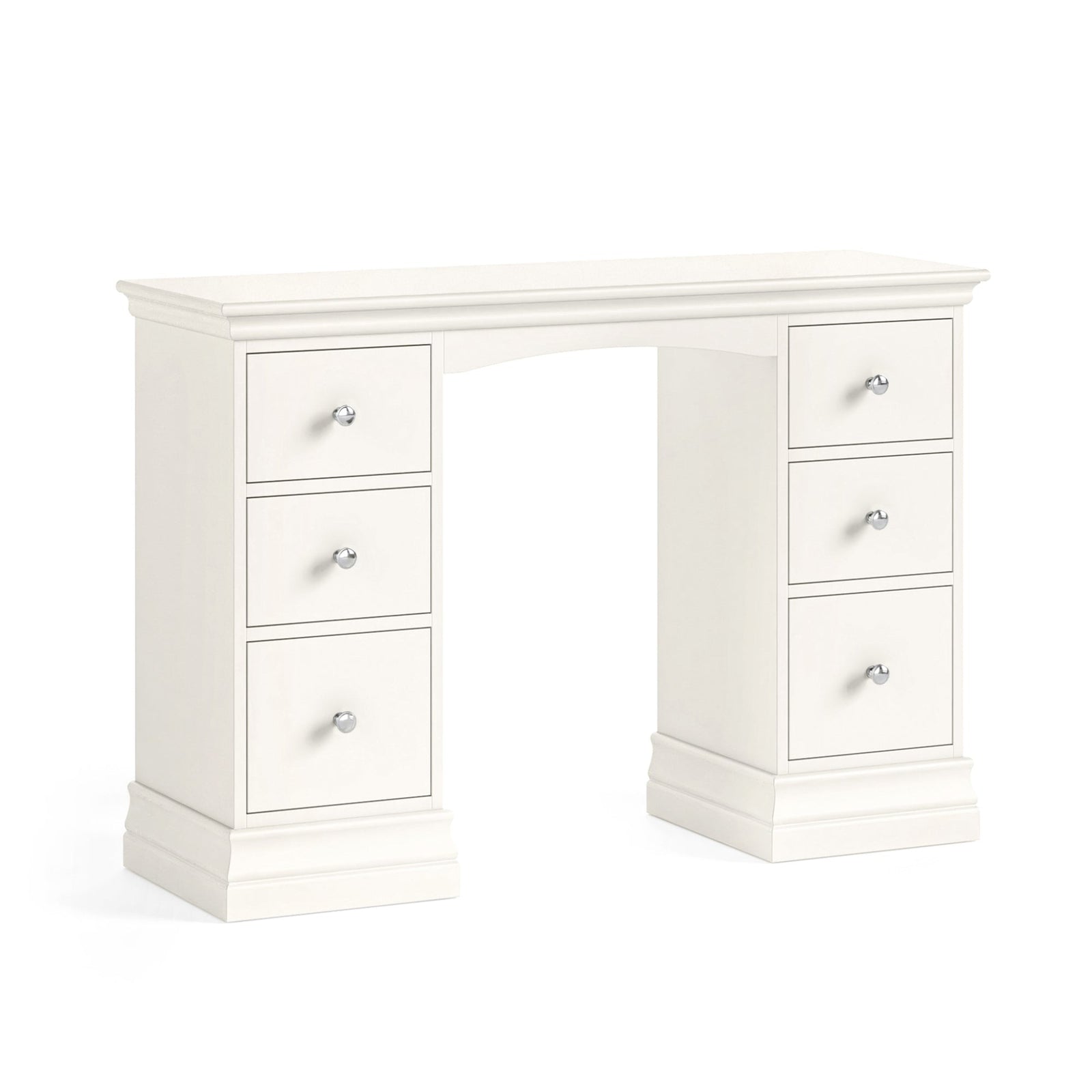 Aria White Double Pedestal Dressing Table - Dressing Table Double Pedestal Coconut Milk Sterling Home 1
