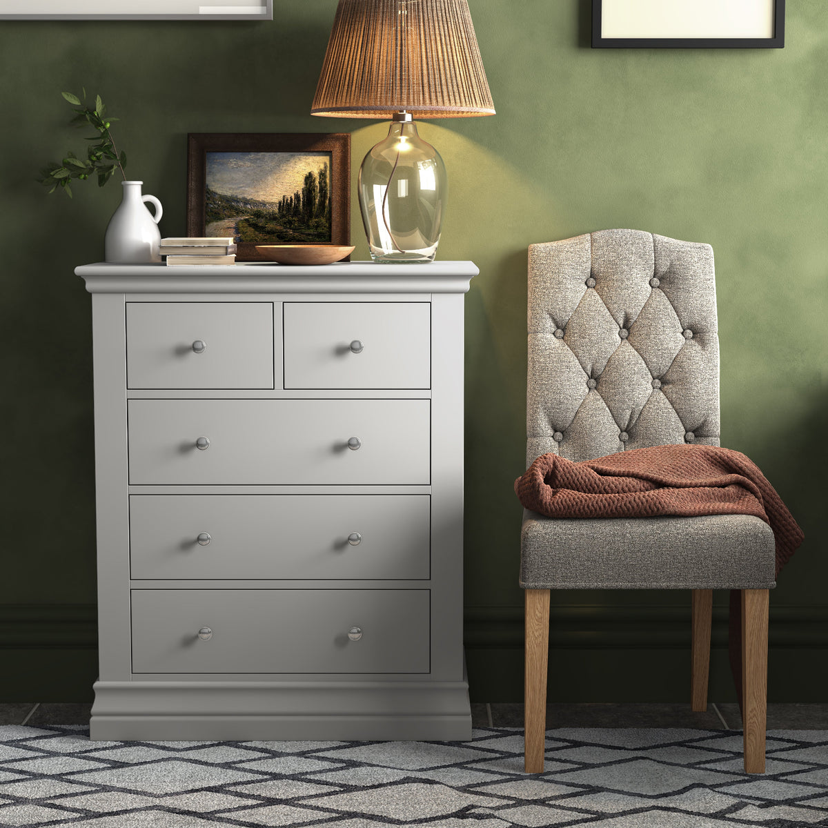 Aria Grey 2 Over 3 Drawer Chest - 2 Over 3 Chest Light Grey Sterling Home 2