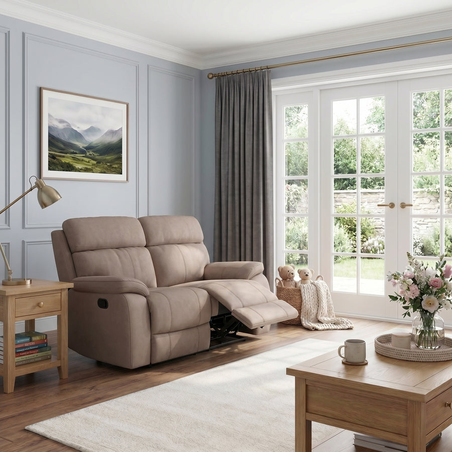 Galaxy 2 Seater Recliner Sofa - 2 Seater 2 Power Recliners Fabric - Power Recliner with USB Sterling Home 2