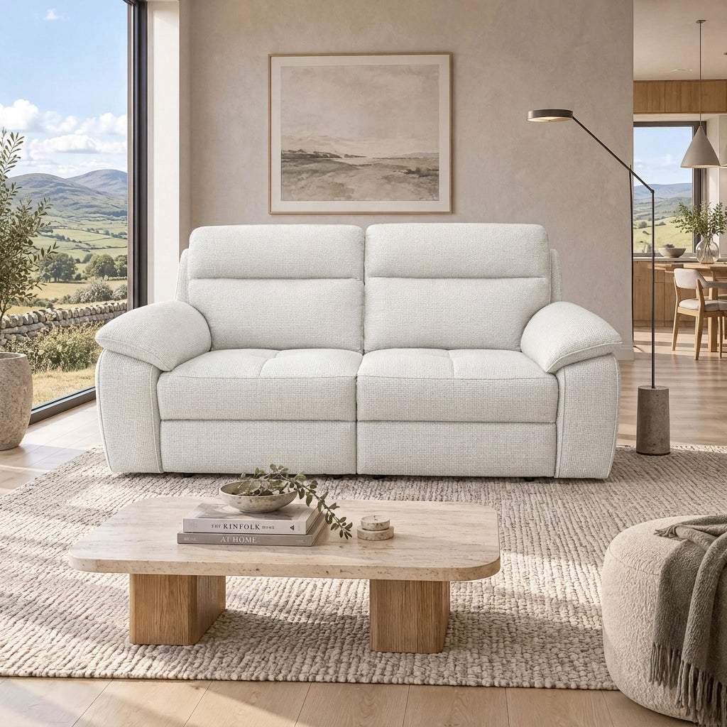 Nicoletti Vivaldi 3 Seater Recliner Sofa    - 3 Seater Double Power Recliner NA/NE  - Power Recliner with USB-C — Gaston 701 Bianco, gallery image 1
