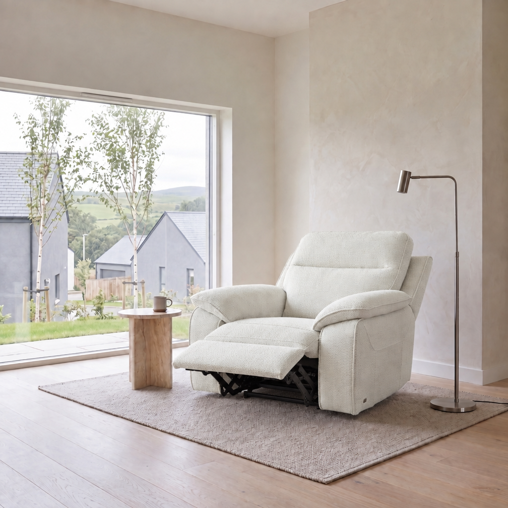 Nicoletti Vivaldi Recliner Armchair - Power Recliner Chair NA/NE - Power Recliner with USB-C — Gaston 701 Bianco, gallery image 2