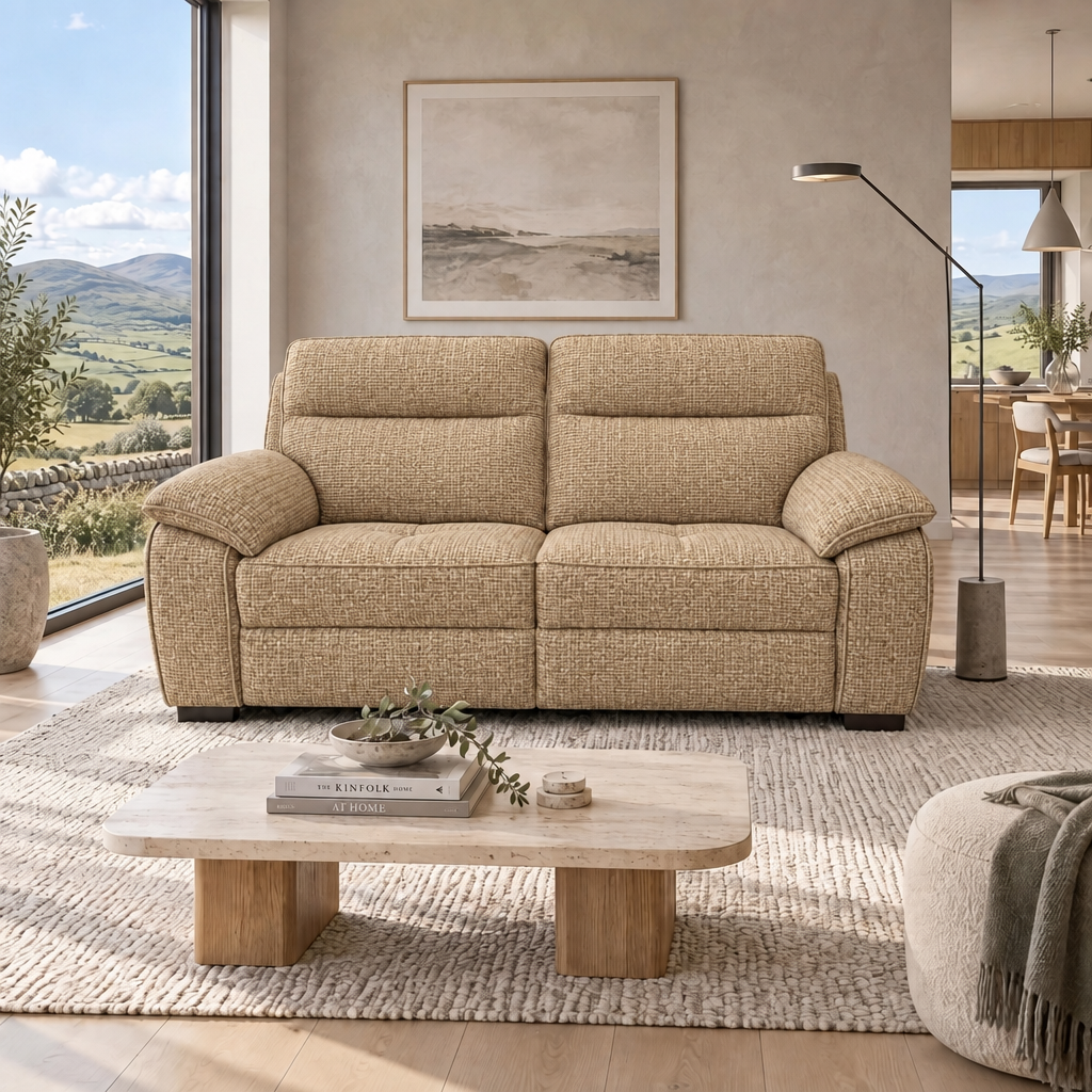Nicoletti Vivaldi 3 Seater Recliner Sofa    - 3 Seater Double Power Recliner NA/NE  - Power Recliner with USB-C — Gaston 7104 Beige, gallery image 2