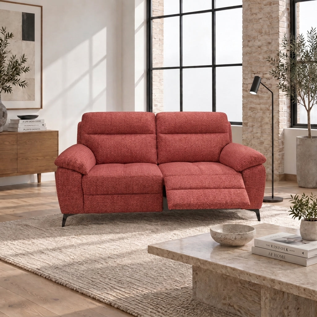 Nicoletti Vivaldi 2 Seater Recliner Sofa On Legs - 2 Seater Double Power Recliner on Legs NA/NE - Power Recliner with USB-C — Gaston 713 Amaranto, gallery image 1
