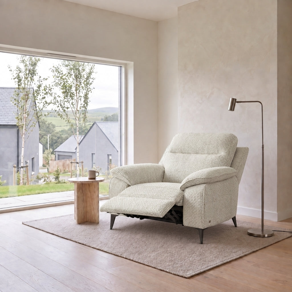 Nicoletti Vivaldi Recliner Armchair On Legs  - Power Recliner Chair on Legs NA/NE - Power Recliner with USB-C — Gaston 714 Grigio, gallery image 1