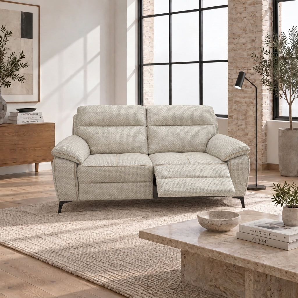 Nicoletti Vivaldi 2 Seater Recliner Sofa On Legs - 2 Seater Double Power Recliner on Legs NA/NE - Power Recliner with USB-C — Gaston 714 Grigio, gallery image 1