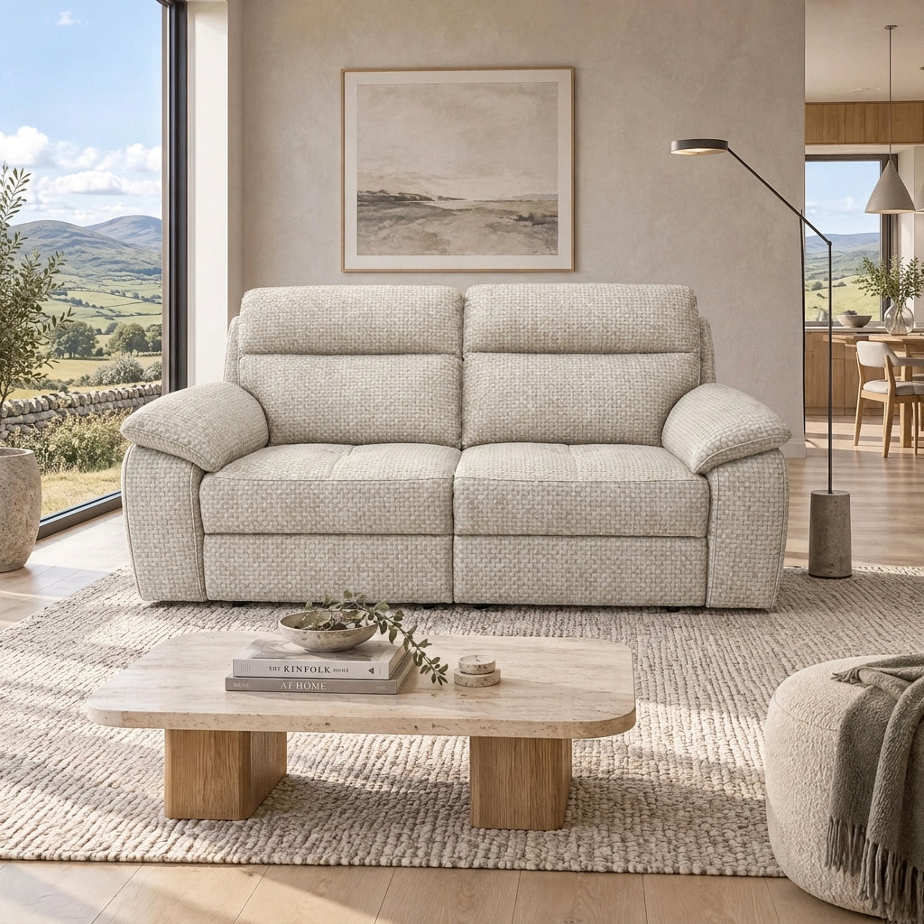 Nicoletti Vivaldi 3 Seater Recliner Sofa    - 3 Seater Double Power Recliner NA/NE  - Power Recliner with USB-C — Gaston 714 Grigio, gallery image 1