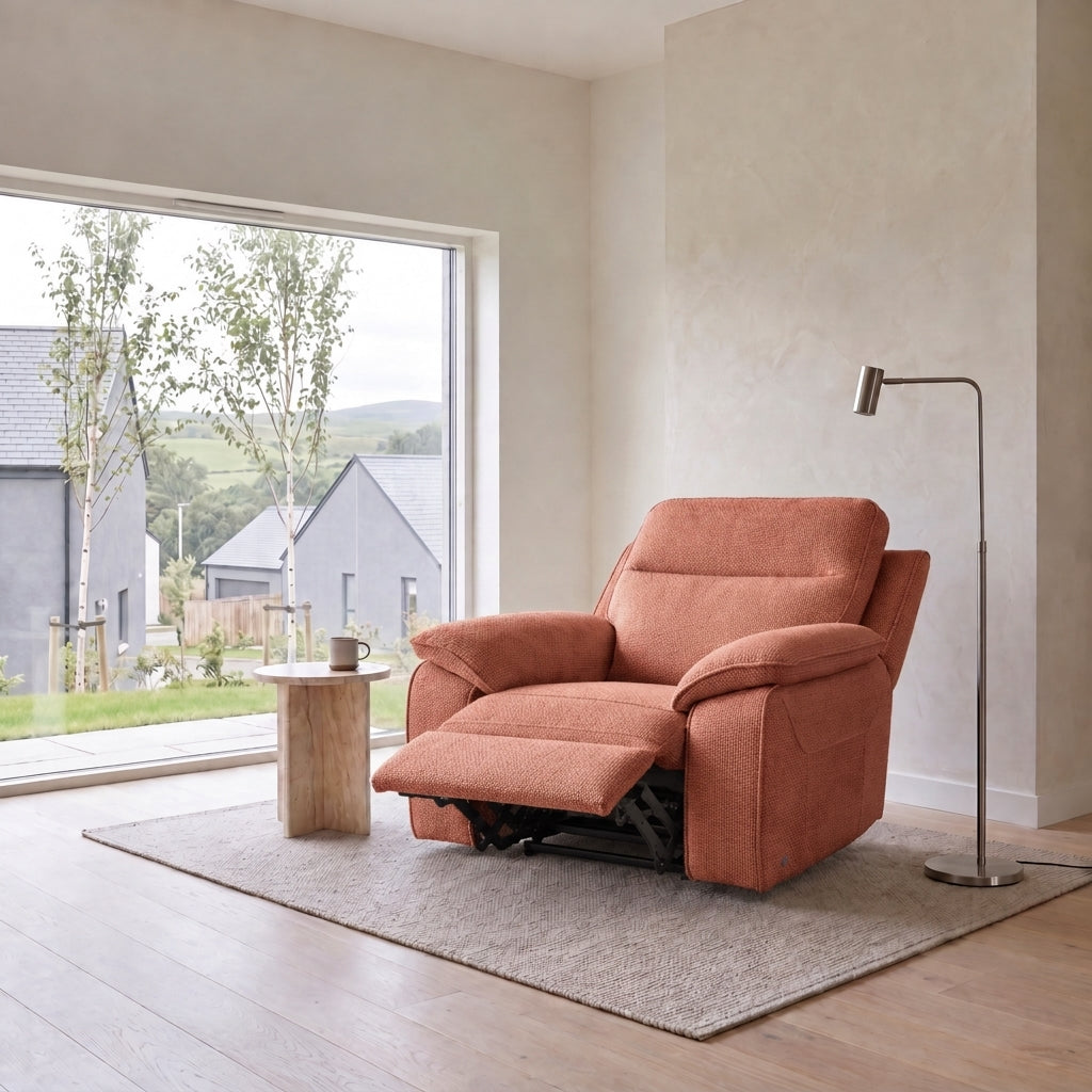 Nicoletti Vivaldi Recliner Armchair - Power Recliner Chair NA/NE - Power Recliner with USB-C — Gaston 724 Corallo, gallery image 1