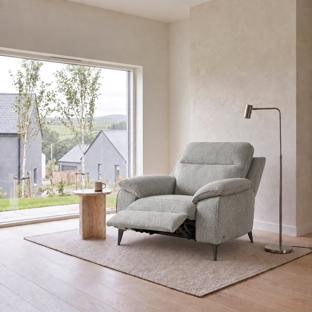 Nicoletti Vivaldi Recliner Armchair On Legs  - Power Recliner Chair on Legs NA/NE - Power Recliner with USB-C — Gaston 724 Visone, gallery image 1