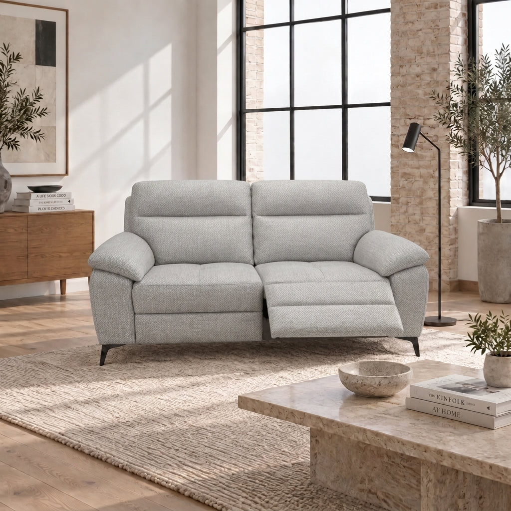 Nicoletti Vivaldi 2 Seater Recliner Sofa On Legs - 2 Seater Double Power Recliner on Legs NA/NE - Power Recliner with USB-C — Gaston 724 Visone, gallery image 1